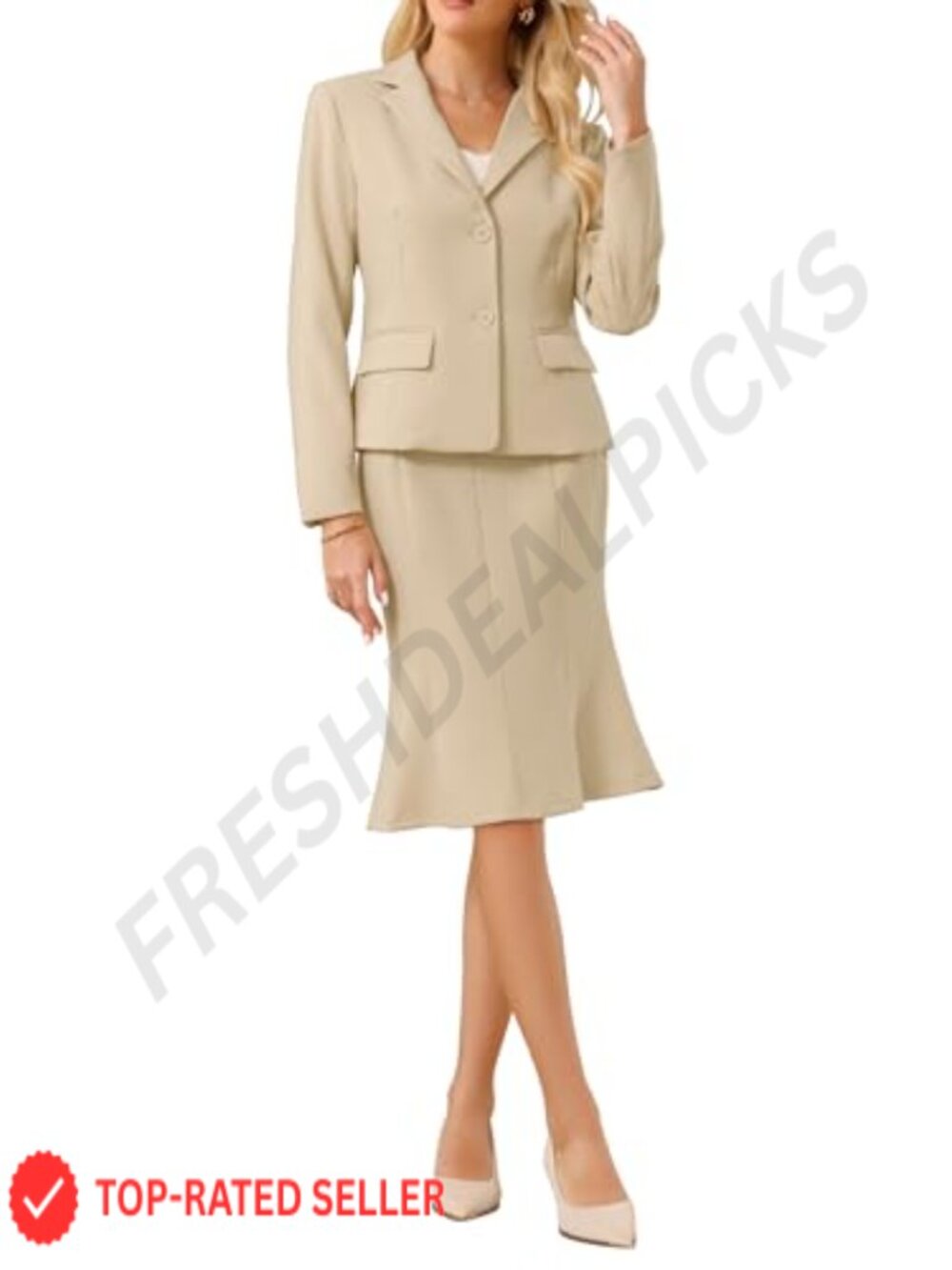 2 Piece Skirt Suit Set Blazer Jacket Pencil Skirt Business Office Formal